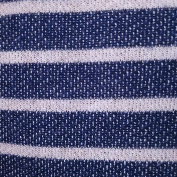 French Laundry Stripe Pullover Shirt Small Blue Drawstring Neck Top Casual - Picture 3 of 5